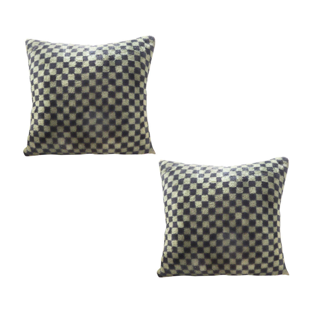 SOGA 2X 45cm Urban Light Luxury Pillow Dark Night Green Checkered Square Throw P Item image 2