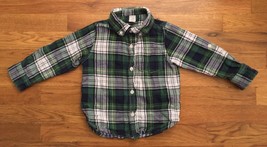 Baby Gap Green Blue White Flannel Long Sleeve Button Up Down Front Shirt 3T - £15.71 GBP