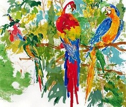 Leroy neiman S /# &quot; Uccelli Di Paradise &quot; Colorato Esotico Pappagallo Art - £2,428.89 GBP