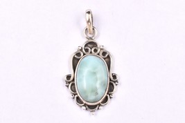 Massiccio 925 Argento Sterling Larimar Gemma Mano Ciondolo Donna Regalo PS-1728 - £30.60 GBP