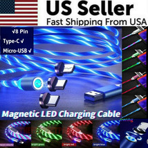 Magnetic LED Light USB light up Charger Cord For iPhone Android Type C Micro - £7.99 GBP+