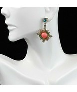 Orange Blue Rhinestone Bohemian Aztec Drop Dangle Pierced Metallic Earri... - €8,89 EUR