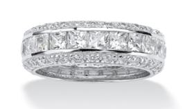 Princess Cut Eternity Ring Platinum Sterling Silver 5 6 7 8 9 10 - £239.79 GBP