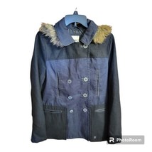 Vans 66 Women Medium Faux Fur Detachable Hood Jacket Coat Button Wool Bl... - $36.62