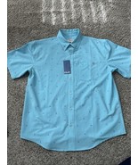 HUK Men&#39;s Kona Scatter Button Down Teal Collar T-Shirt Size Medium Short... - $29.99