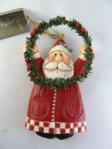 Collectible Eddie Walker’s Santa Ornament with Christmas Wreath 5.5&quot; - $13.45