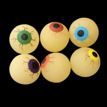 6 Glow in the Dark Halloween EYE Ball Bouncy Balls Eyeballs Bouncing - $10.99