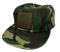 Vintage Drummond American Hat Cap Snap Back Camo Made in USA Bull Dog Logo Mens - £15.52 GBP