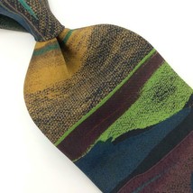 Royal Club USA Tie Lime/Green/Brown Abstract Art  Poly Necktie I19-96 Vtg/Rare - £12.65 GBP