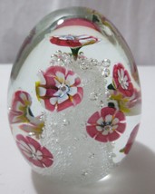 Vtg Murano Italy Art Glass Paperweight Trumpet Flowers &amp; Controlled Bubbles - £47.19 GBP