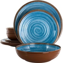 Vintage Dinnerware Set For 4 Melamine Dishes Plates Bowls Salad Blue 12 ... - £35.39 GBP