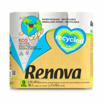 Renova Recycled Toilet Paper - 9 Rolls/Pack, 3-Ply, 180 Sheets - £15.71 GBP