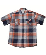 ABLANCHE NEW YORK Mens Shirt Size XL Button Front Short Sleeve Cotton Plaid - £14.11 GBP