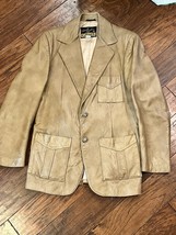 Vintage GRAIS Cabretta Leather Jacket Coat Blazer Light Brown Mens 42 Re... - $37.39
