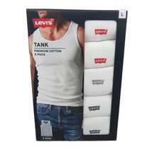 Levi’s Men&#39;s Premium Cotton Tank Top Size Large 5 Pack White NEW 6HMTK501 - £22.52 GBP