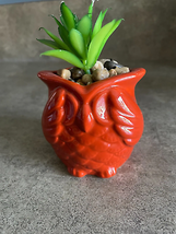 Rustic Owl Mini Garden Planter Statue with Faux Succulent Plant   - £6.16 GBP