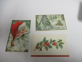 3 Vintage Merry Christmas Santa Tree Holly Berry cards new unused - £15.58 GBP