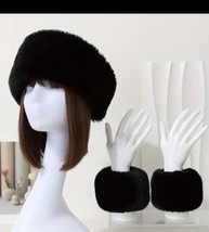 Women Faux Fur Cuffs + Headband Arm Wrist Gloves Faux Fur Cap+Elastic Wr... - £15.73 GBP