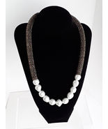 COLDWATER CREEK Faux Pearl 22" Necklace Metallic Gold Tone Collar Signed... - $15.79