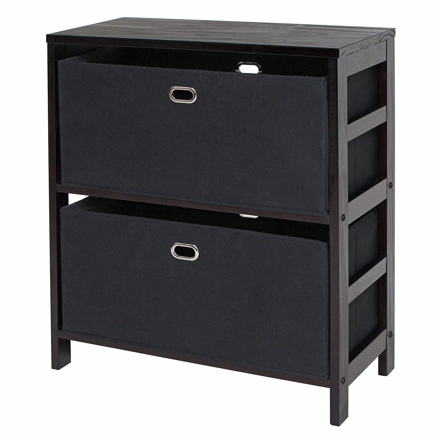 Torino 3-Pc Set Shelf W Fabric Baskets Storage And Organization, Espresso/Black
