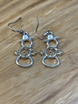 Silver Tone Snowman Christmas Xmas Holiday Earrings Estate Jewelry Find KG JD - £9.49 GBP