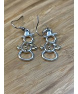Silver Tone Snowman Christmas Xmas Holiday Earrings Estate Jewelry Find ... - £9.33 GBP