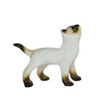 Vintage Bone China Siamese Cat Green Eyes Miniature Figurine Looking Up - £11.85 GBP