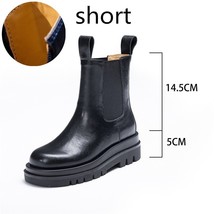 New Full genuine leather boots women slip on Chelsea boots platform shoes fashio - £94.43 GBP