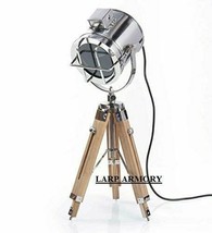 NauticalMart Designer Searchlight Floor Lamp With Natural Wood Tripod Stand - £62.14 GBP