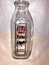 J&amp;J Pint Glass Milk Bottle Beatrice Nebraska Mint - £11.98 GBP