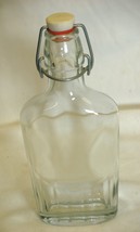 Clear Glass Whiskey Flask Bottle Wire Swing Top S - £17.11 GBP