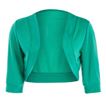 Woman/Girls 3/4 Sleeve Bolero Sweater Jacket Open Shrug Cardigan XLP Green  - £11.86 GBP