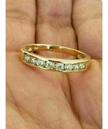 2Ct Round Cut Real Moissanite Eternity Wedding Band Ring 14K Yellow Gold... - $114.46