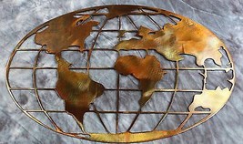 World Map - Metal Wall Art - Copper 23 1/2&quot; wide x 16&quot; tall - $1,247.89 MXN