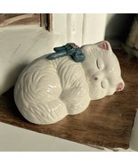 VTG CERAMIC SLEEPING CAT KITTEN FIGURINE 6”  SHABBY COTTAGE Taiwan P005 - $376.79 MXN
