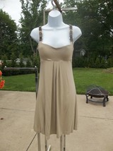 CACHE FAB BEIGE KNIT DRESS WITH BELTED STRAPS S - $29.99