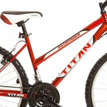 Titan Pathfinder 26 Inch 18-Speed Womens Mountain Bike Suspension Red White New. image 9