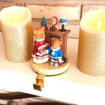 Bear Family Christmas Fireplace Mantel Shelf Stocking Holder Felt Bottom - £15.65 GBP