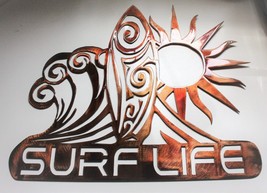 Surf Life Metal Wall Art Decor - Sun  Waves and Surf  15 1/2&quot; x 18&quot; wide - £39.35 GBP