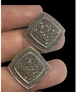 Vintage STERLING SILVER MARCASITE SQUARE EARRINGS... - $72.23 CAD