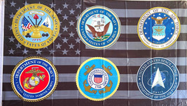 ARMED FORCES 3x5&#39; FLAG/6 BRANCHEs/ BRASS GROMMETS INDOOR/OUTDOOR/ 68D PO... - $24.90