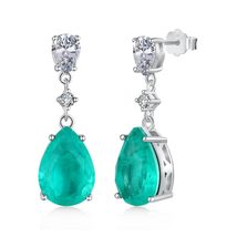 Exquisite Elegance: 925 Sterling Silver Synthetic Green Paraiba Tourmaline Stud  - £29.57 GBP