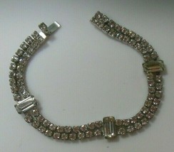 Vintage Kramer of New York Silver-tone Faceted Clear Rhinestone Bracelet - £66.21 GBP