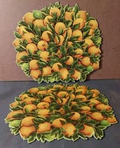 Vintage Hard Cardboard Place Mat Shaped Lemons 2pc 13.5x15 Mid Century - $23.17