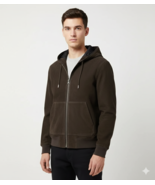 Stylish Lambskin Bomber Jacket Men's Handmade Suede Leather Brown Hooded... - $223.80+