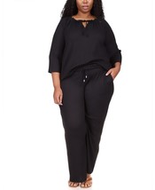 NWT Michael Michael Kors Wide-Leg Pull-On Drawstring Pants, Black, Women... - £37.36 GBP