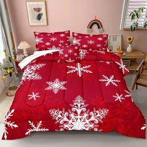 Christmas Comforter Set Christmas Bedding Set 4 Pcs Santa Claus Snowman And Elk  - £87.14 GBP