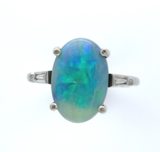 14k Gold 3.04 Carat Australian Genuine Natural Opal and Diamond Ring (#J6456) - £1,360.88 GBP