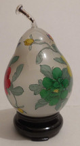 Hand Painted Blown Glass Pear Shaped Object with Base and Protective Case - $14.50