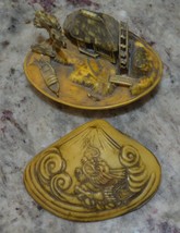 Vintage Japan Diorama Carved Clam Shell, House &amp; Boat, Ornate - £79.00 GBP